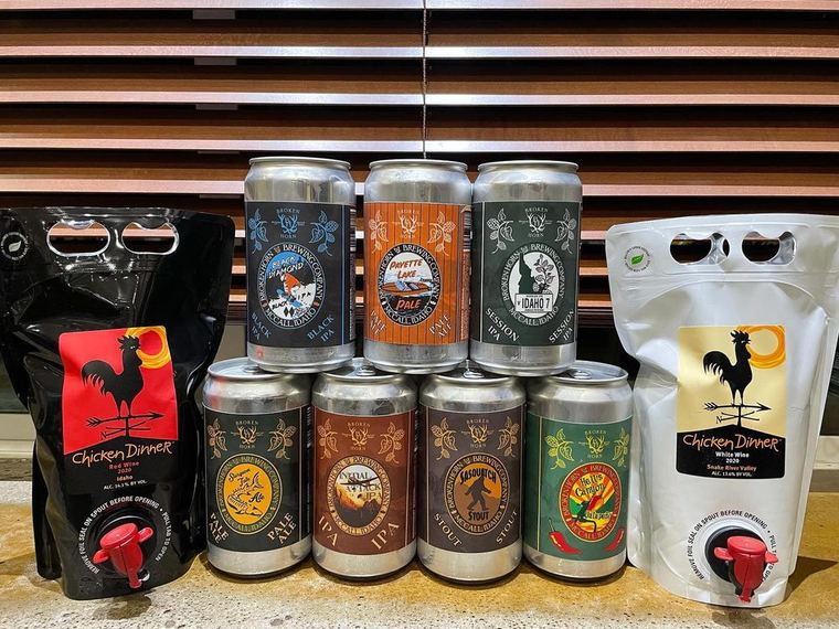 Broken Horn Brewing Co. canned beer and wine lineup