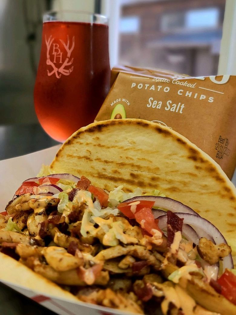 River Grill taco and drink